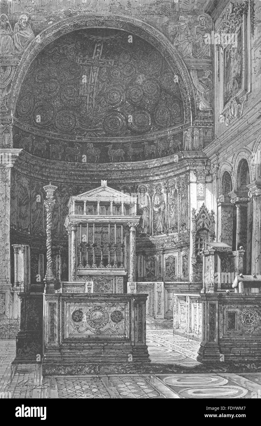 Rom: Interieur von St Clement, antique print 1872 Stockfoto
