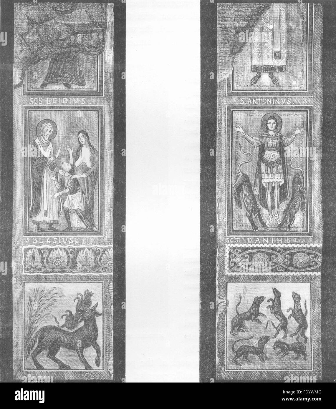 Rom: St. Blasius Dorn Kind Kehle; Daniel & Löwen, antique print 1872 Stockfoto