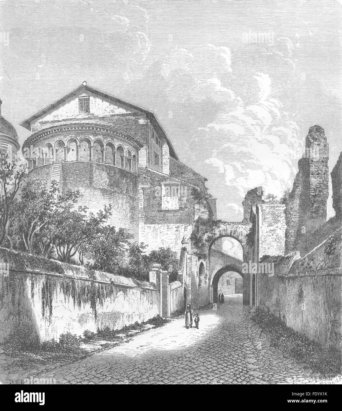 Rom: St & Apsis von San Giovanni-e Paolo, antique print 1872 Stockfoto