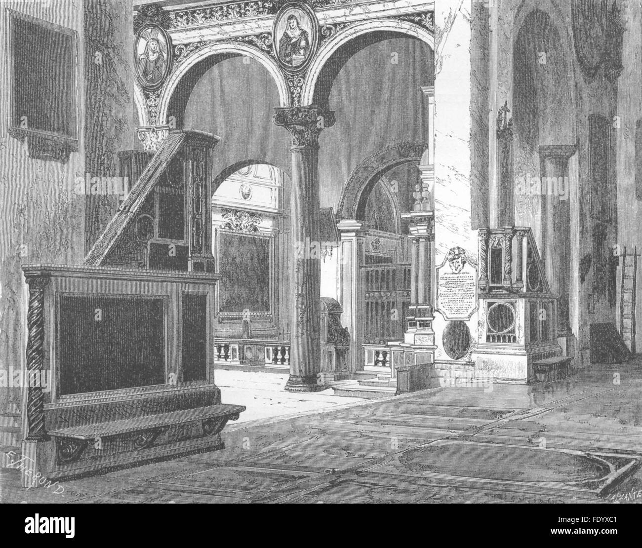 Rom: Kirche Sta Maria in Aracoeli, antique print 1872 Stockfoto