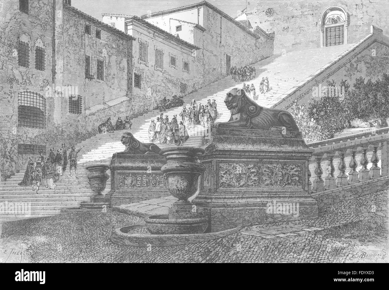 Rom: Scala Coeli, Gt Schritte von Sta Maria Capitol, antique print 1872 Stockfoto
