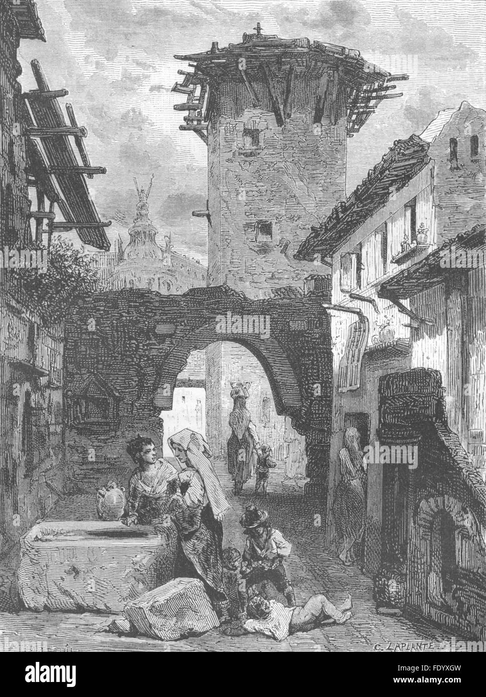 Rom: Halten die Anguillara, antike print 1872 Stockfoto