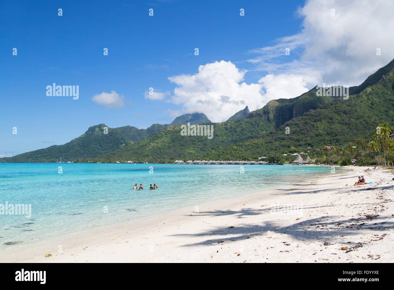 Temae Strand, Moorea, Gesellschaftsinseln, Französisch-Polynesien Stockfoto