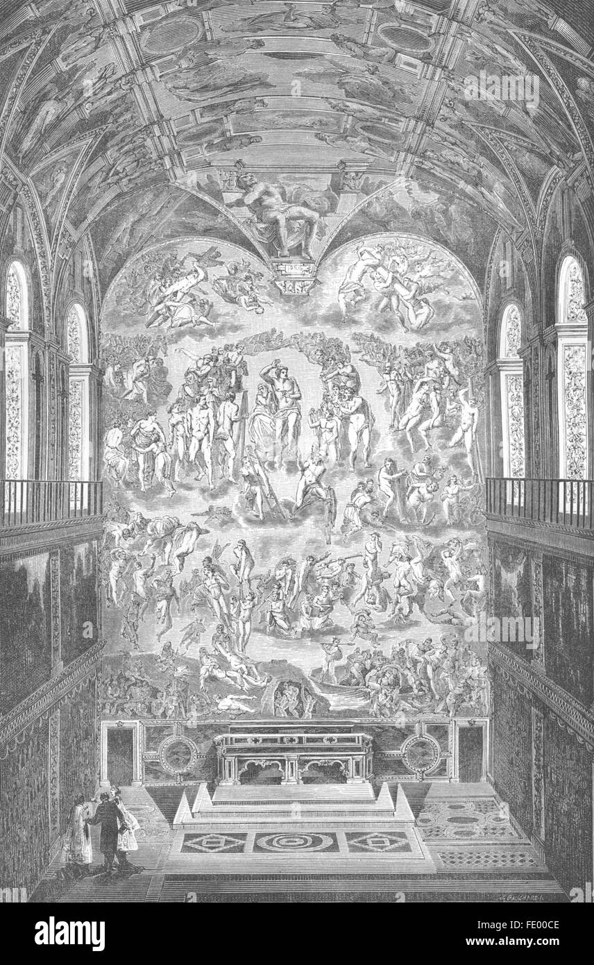 Vatikan: Altar der Sixtinischen Kapelle, antique print 1872 Stockfoto
