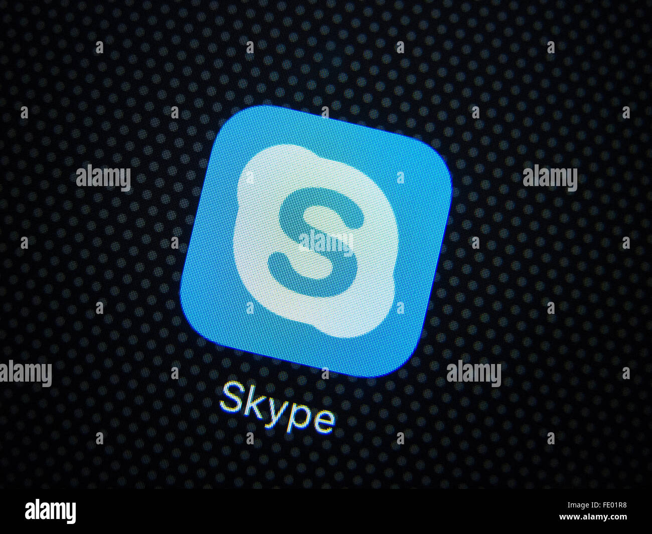 Detail des Symbols für die Skype-app auf einem iPhone-Bildschirm Stockfoto