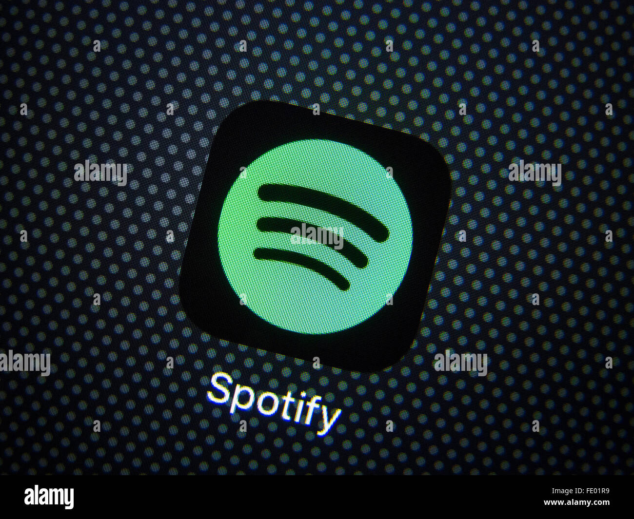 Spotify Online-Musik-Streaming-App auf einem Smartphone Stockfoto