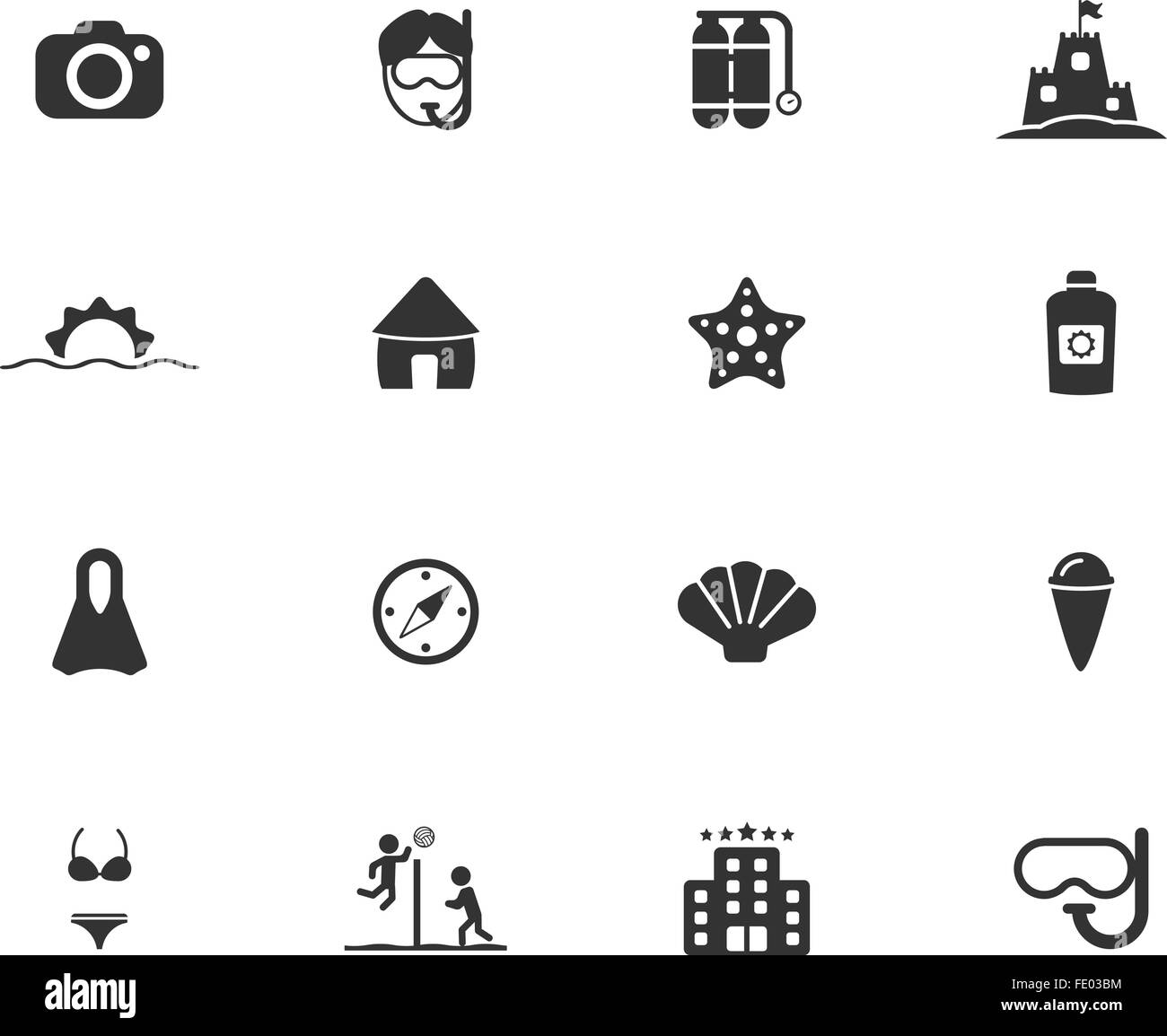 Am Strand einfach Symbole Stock Vektor