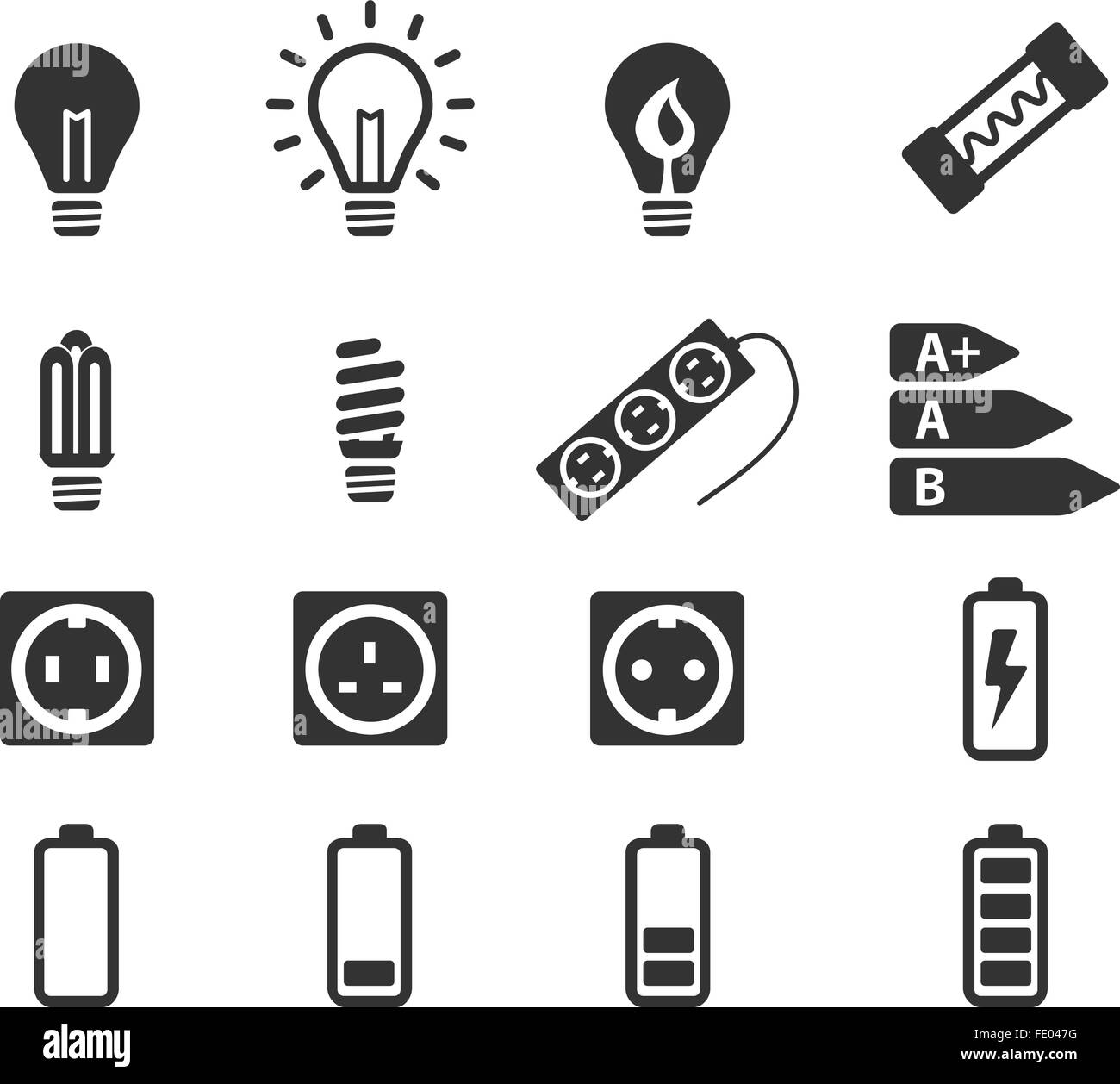 Strom einfach Symbole Stock Vektor