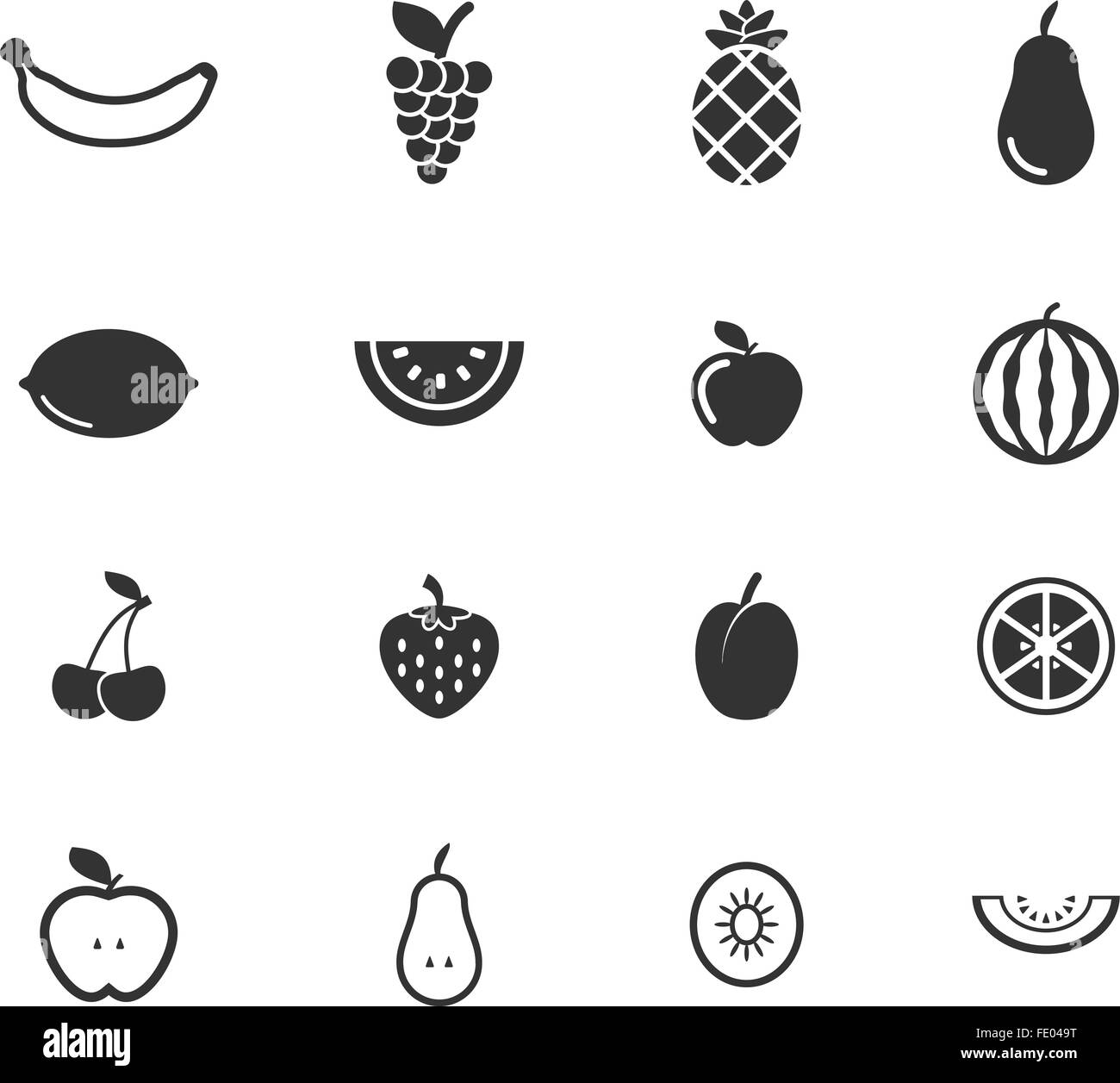 Früchte einfach Symbole Stock Vektor