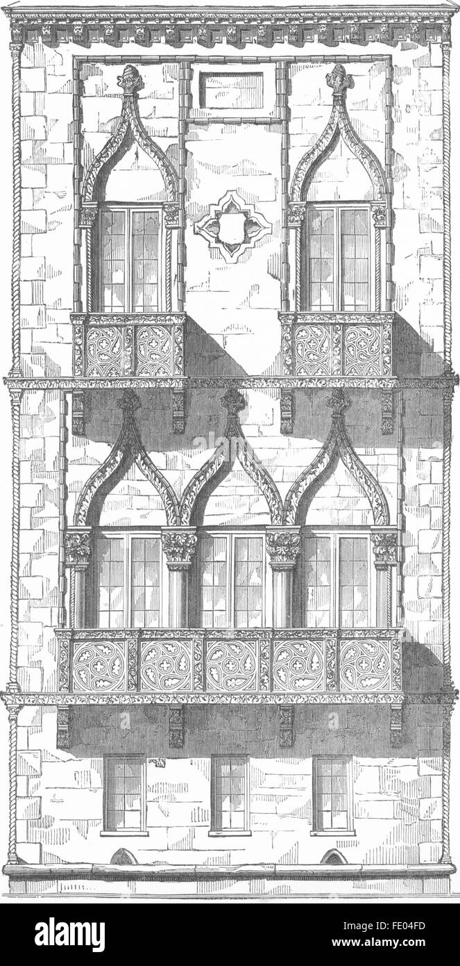 Venedig: Palazzo Contarini Fasan gotisch Periode, antiken print 1880 Stockfoto