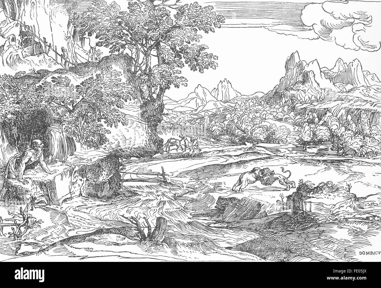 Venedig: Hl. Hieronymus, Wüste-Tizian, antiken print 1880 Stockfoto