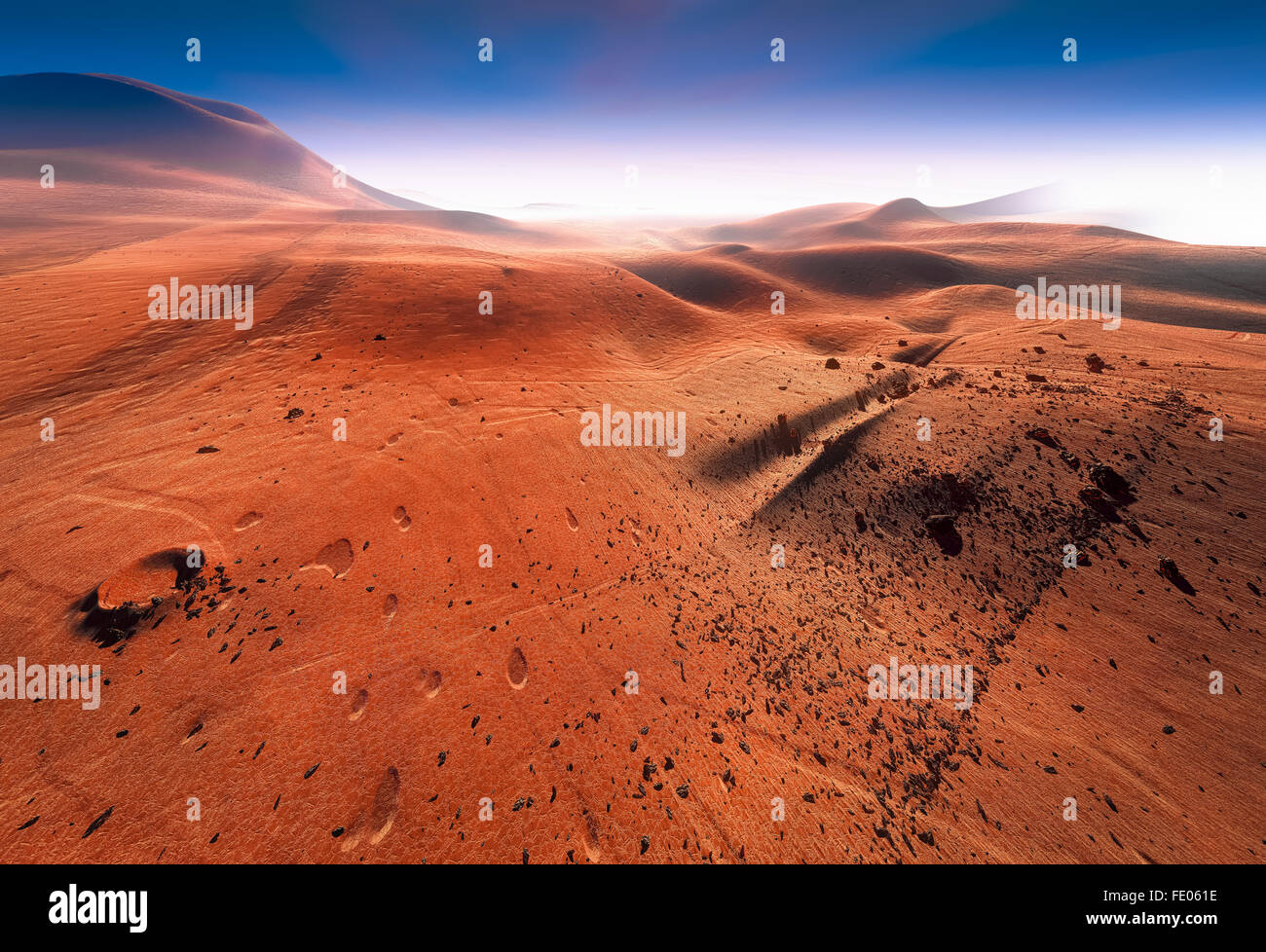 Rote Oberfläche des Planeten Mars Stockfoto