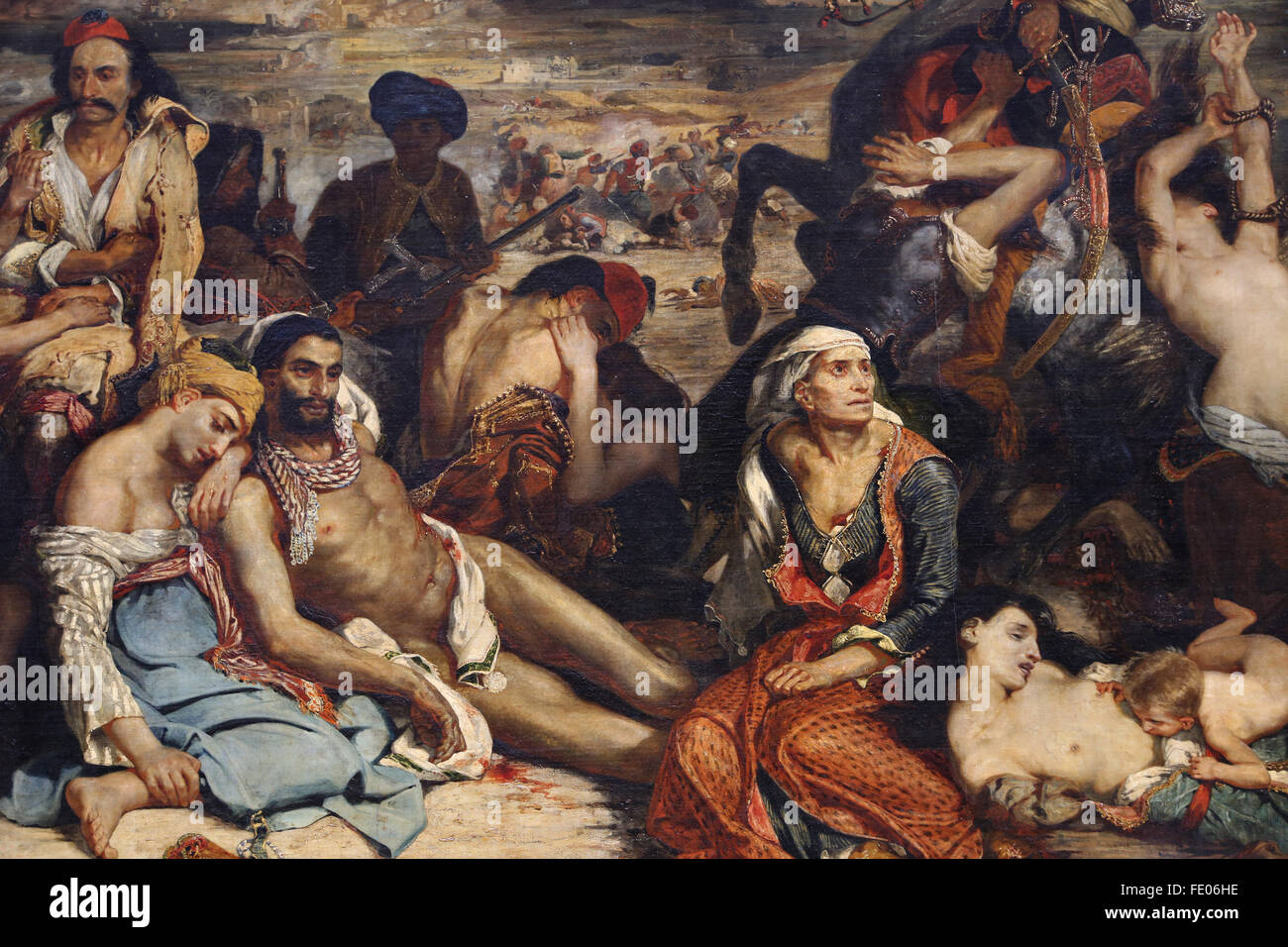 Das Massaker von Chios (11. April 1822), 1824 von dem französischen Maler Eugène Delacroix (1798-1863). Griechischer Krieg von Unabhängigkeit. Stockfoto