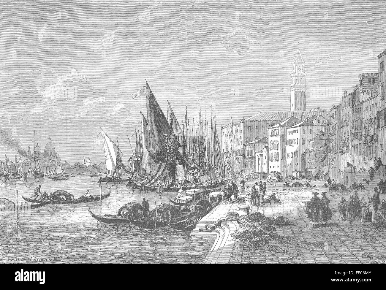 Venedig: Blick vom Riva Dei Schiavoni, antike print 1880 Stockfoto