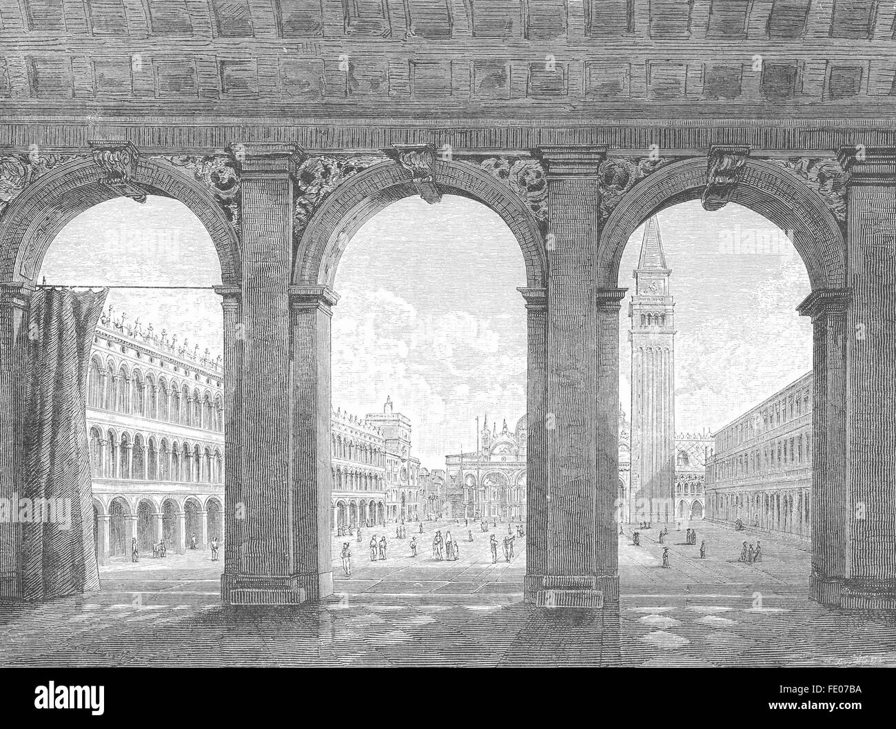 Venedig: Die Piazza di San Marco, antique print 1880 Stockfoto