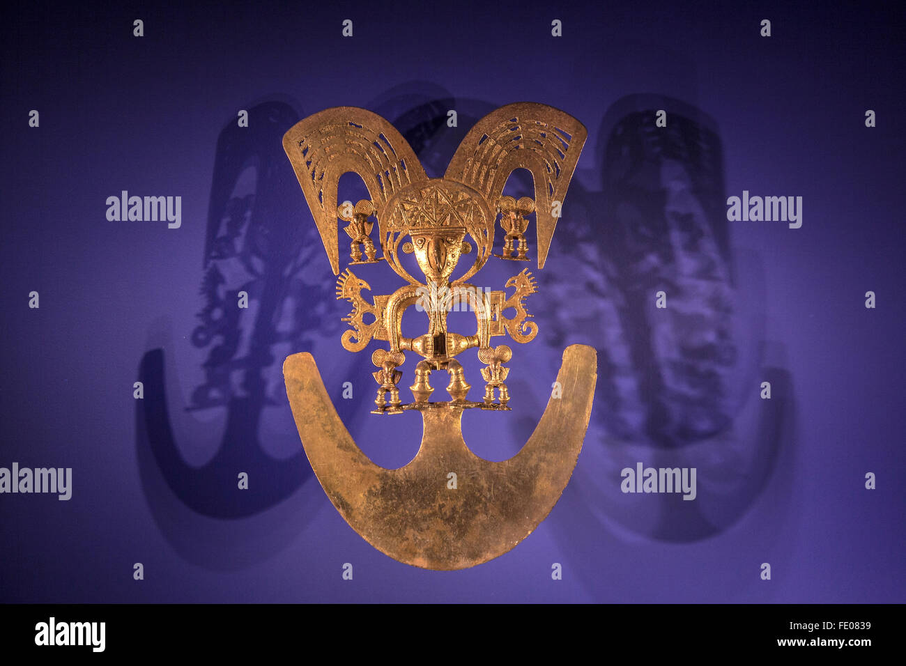 Menüpunkte auf der Anzeige in der Gold Museum (El Museo del Oro in Bogota, Kolumbien Stockfoto