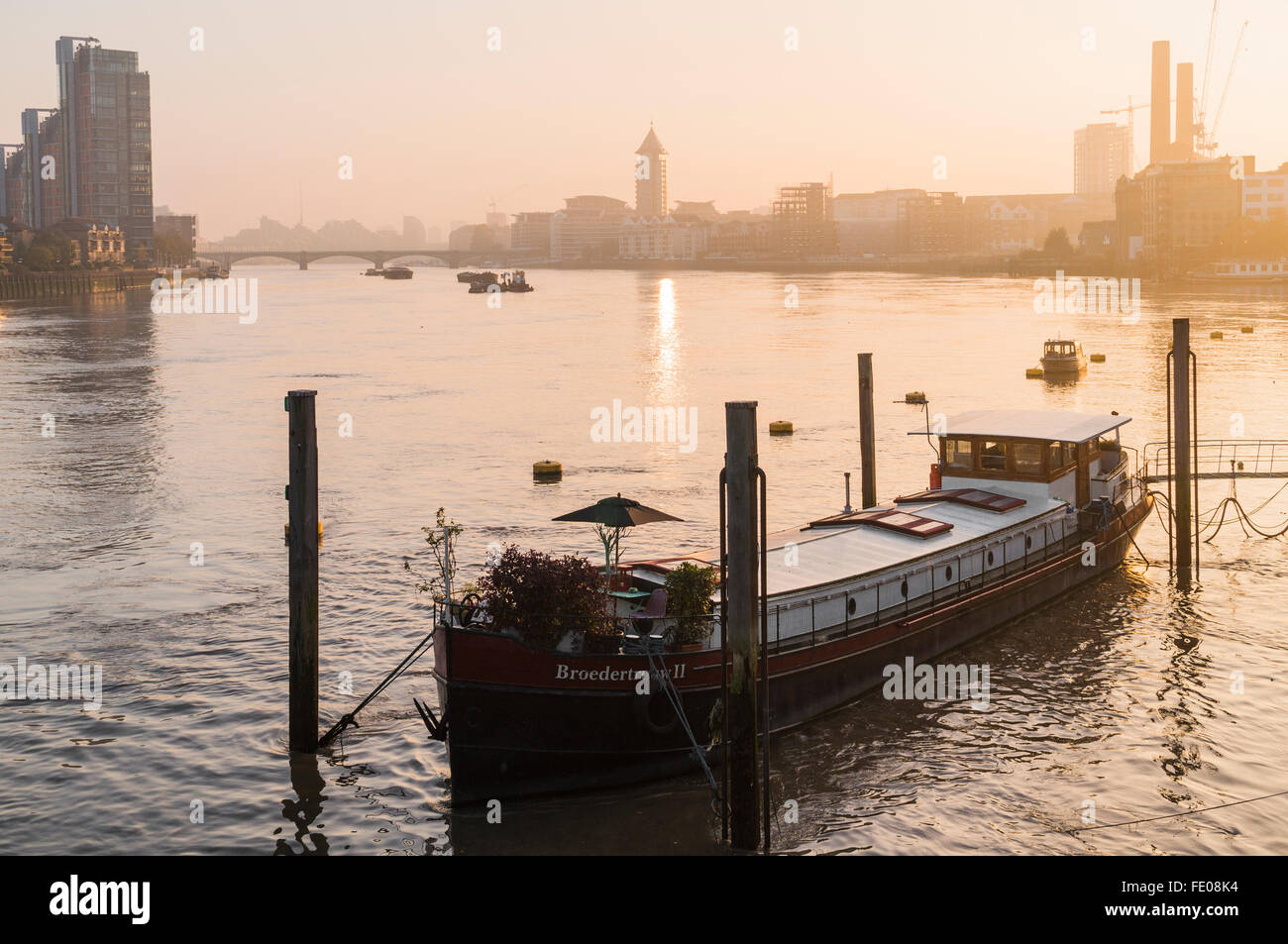 Chelsea Reach Sonnenuntergang Stockfoto