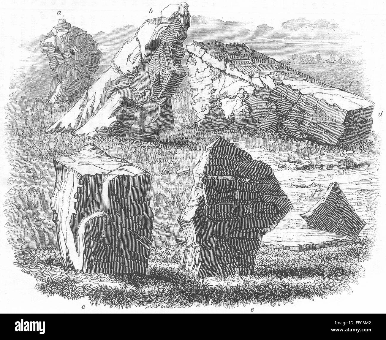 SOMT: Stein bei Stanton Drew, antique print 1845 Stockfoto