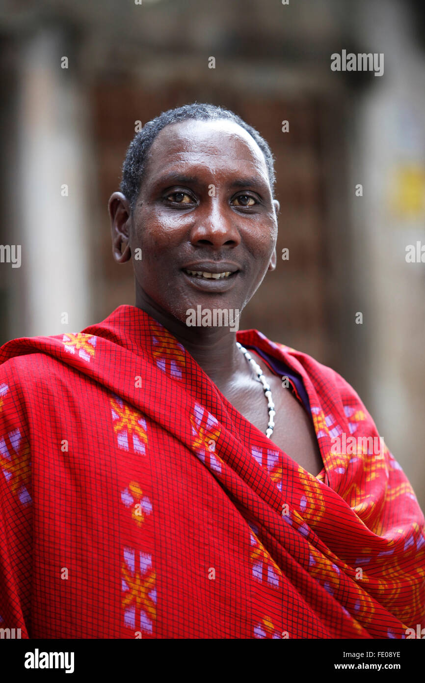 Stoun Town, Sansibar - 10. Januar 2016: Die Massai sind ein nilotischen Volksgruppe der semi-nomadische Volk bewohnen Südkenia Stockfoto