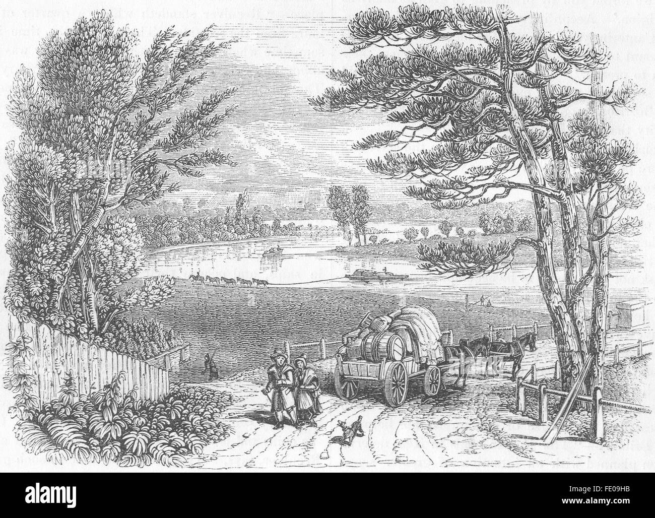 Flüsse: Die Themse auf raufende Stakes, antique print 1845 Stockfoto