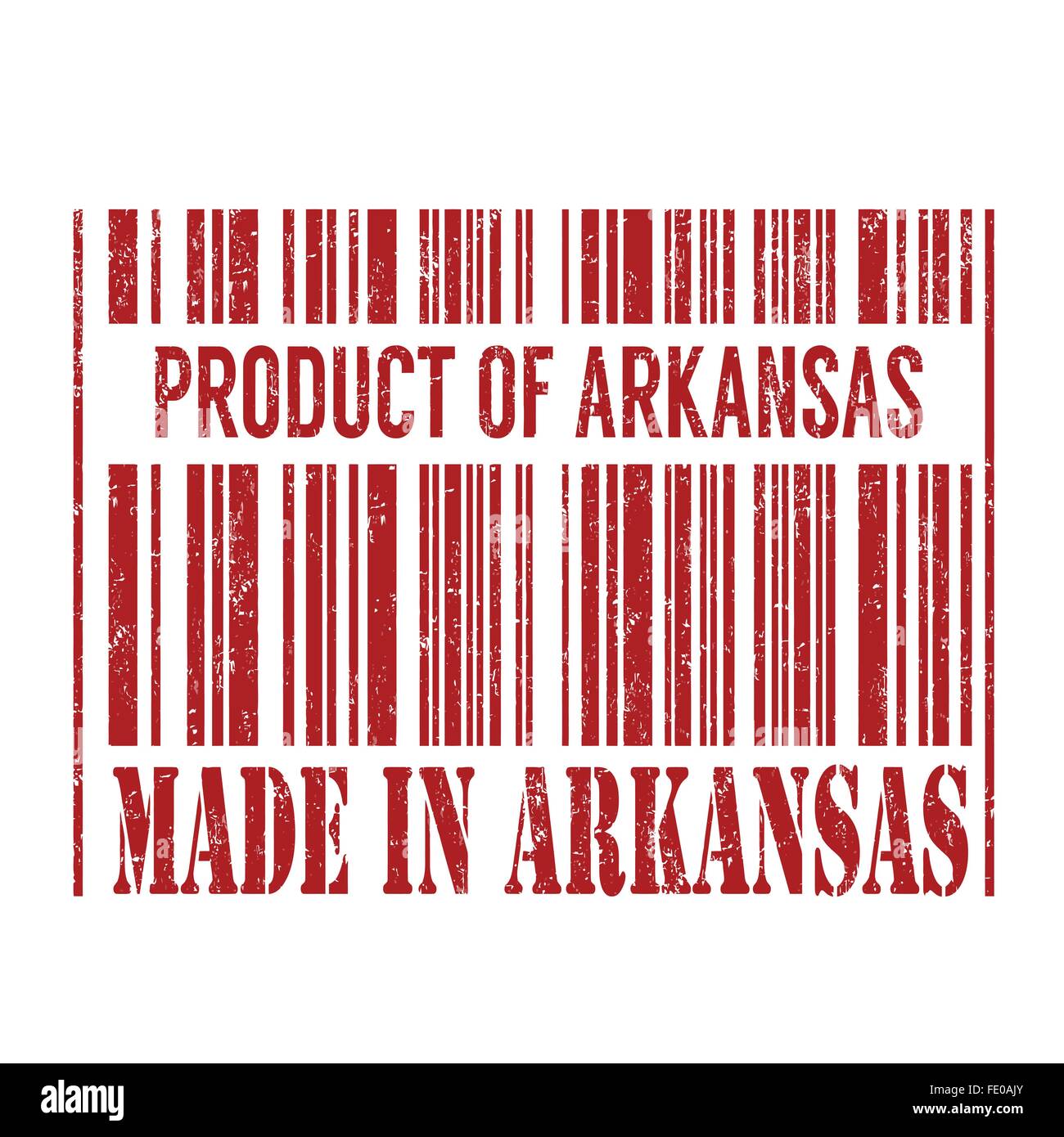 Produkt von Arkansas, hergestellt in Arkansas Barcode Grunge Stempel auf weißem Hintergrund, Vektor-illustration Stock Vektor