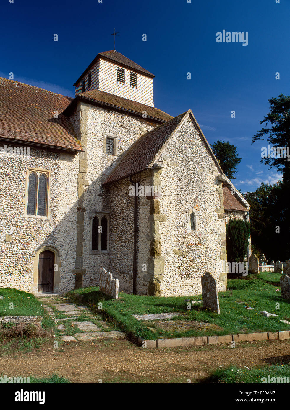 St Mary, Breamore, Hampshire: ein gutes Beispiel für einen englischen Landkirche mit sächsischen Features aus dem 10. Jahrhundert. Stockfoto