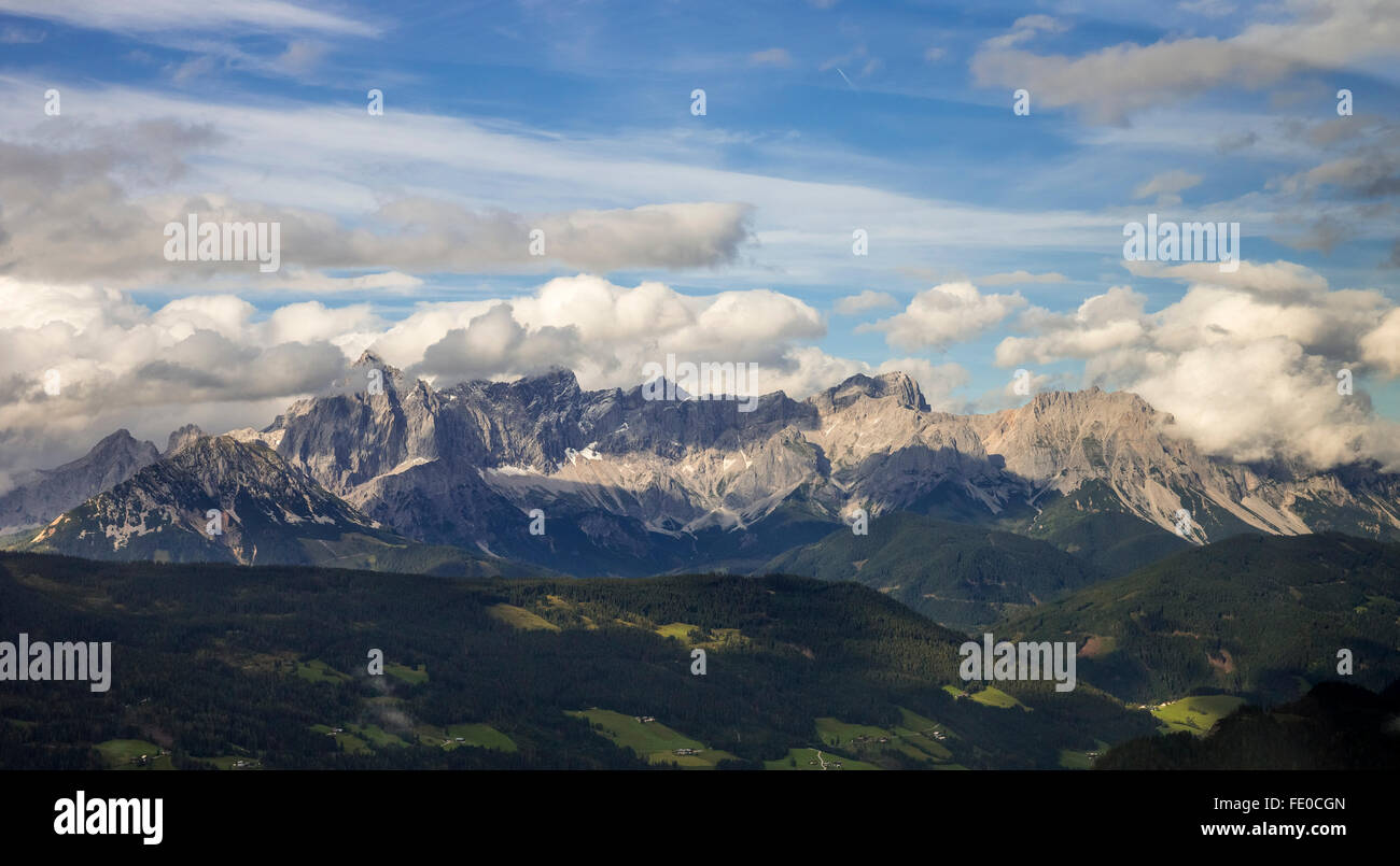 Antenne, Alpen, Dachsteingebirge, gesehen aus der Luft, Höggen, Salzburg, Österreich, Europa, Luftaufnahme, Vögel-Augen-Blick, Antenne Stockfoto