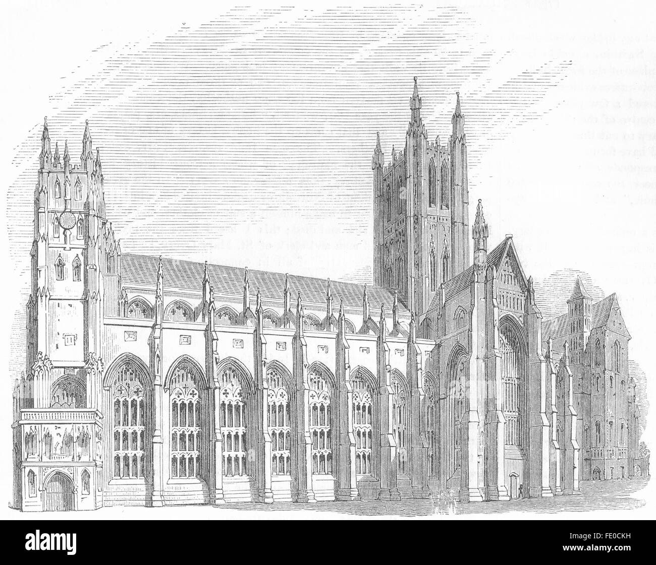 KENT: Canterbury Cathedral, Südseite, antique print 1845 Stockfoto