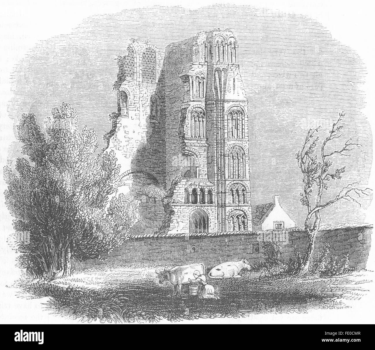 KENT: Ruinen, Augustinerkloster, Canterbury, antique print 1845 Stockfoto