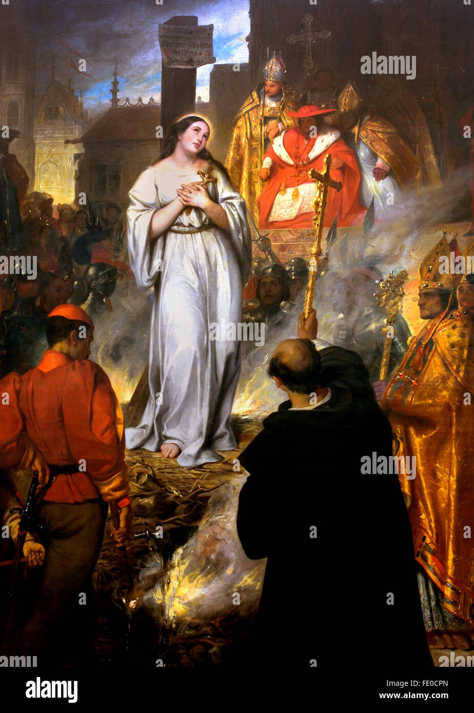 La Mort de Jeanne d ' Arc - der Tod von Jeanne d ' Arc 1831 Eugène Devéria (1805-1865) Frankreich (The Maid von Orléans - Anglo französischen Hundertjähriger Krieg) Stockfoto