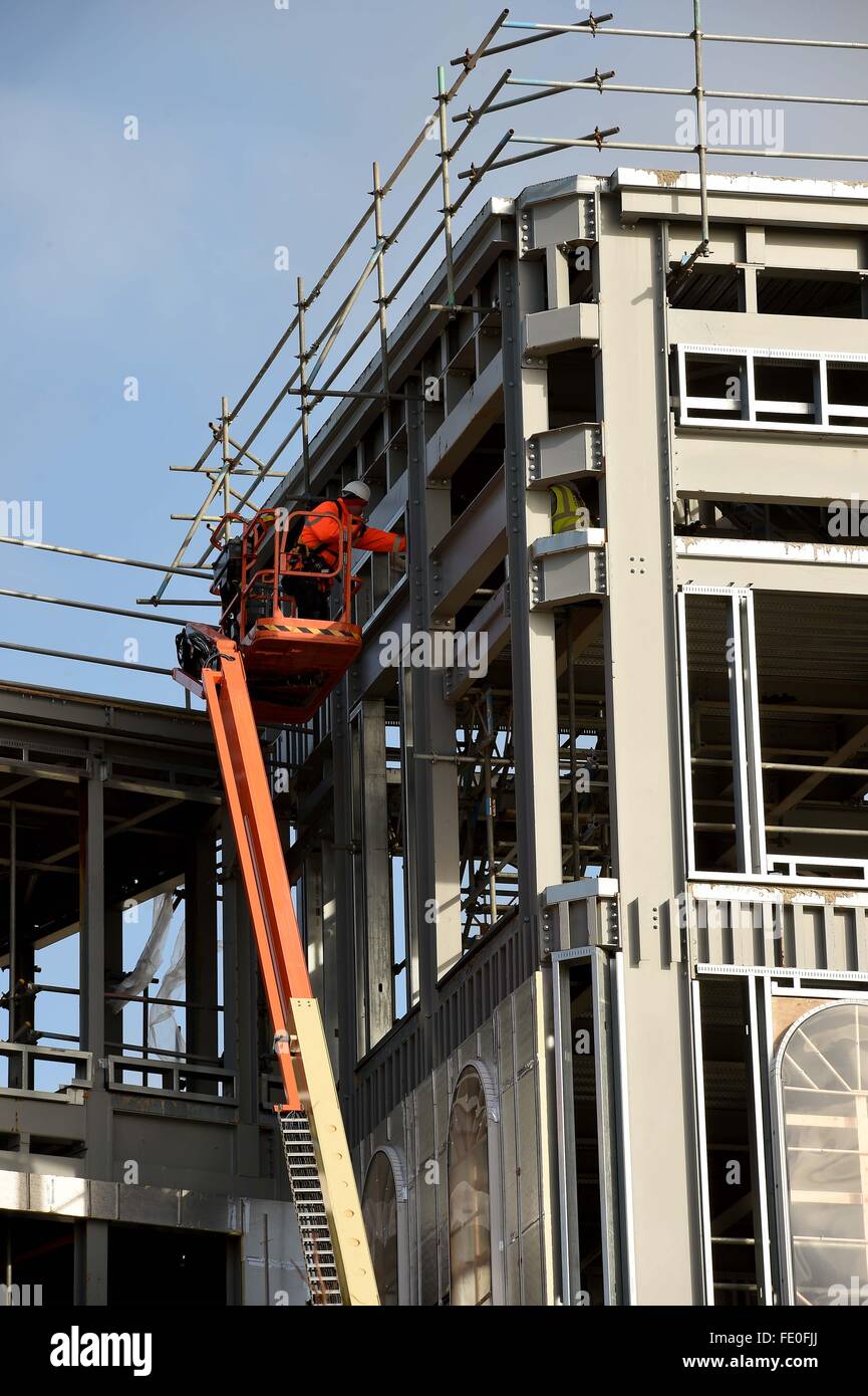 Bau des Royal Pavilion, Bauarbeiten auf Königin-Mutter Platz an der Verkehrssysteme, Dorset, England, UK Stockfoto