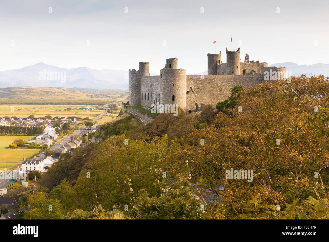 Harlech Castle in Harlech, Gwynedd, Wales, wurde von Edward i. erbaut während seiner Invasion von Wales zwischen 1282 und 1289 Stockfoto