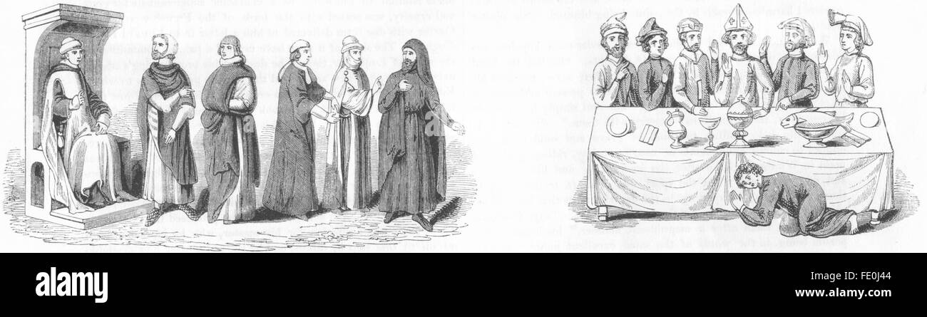 Recht: Rechtsanwälte 15. Jahrhundert Kleid; Sagen Gnade, antike print 1845 Stockfoto