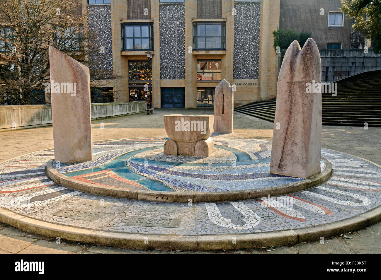 UK Winchester City Plaque vor Gericht Stockfoto