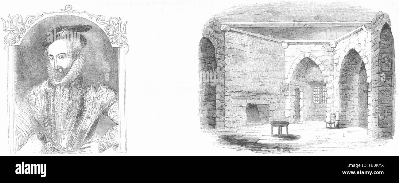 Gebäude: Raleigh; Beauchamp Tower, antiken print 1845 Stockfoto