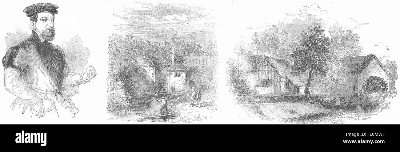 NORFOLK: Thomas Gresham; Mühle, Arundel; Welford, antiken print 1845 Stockfoto