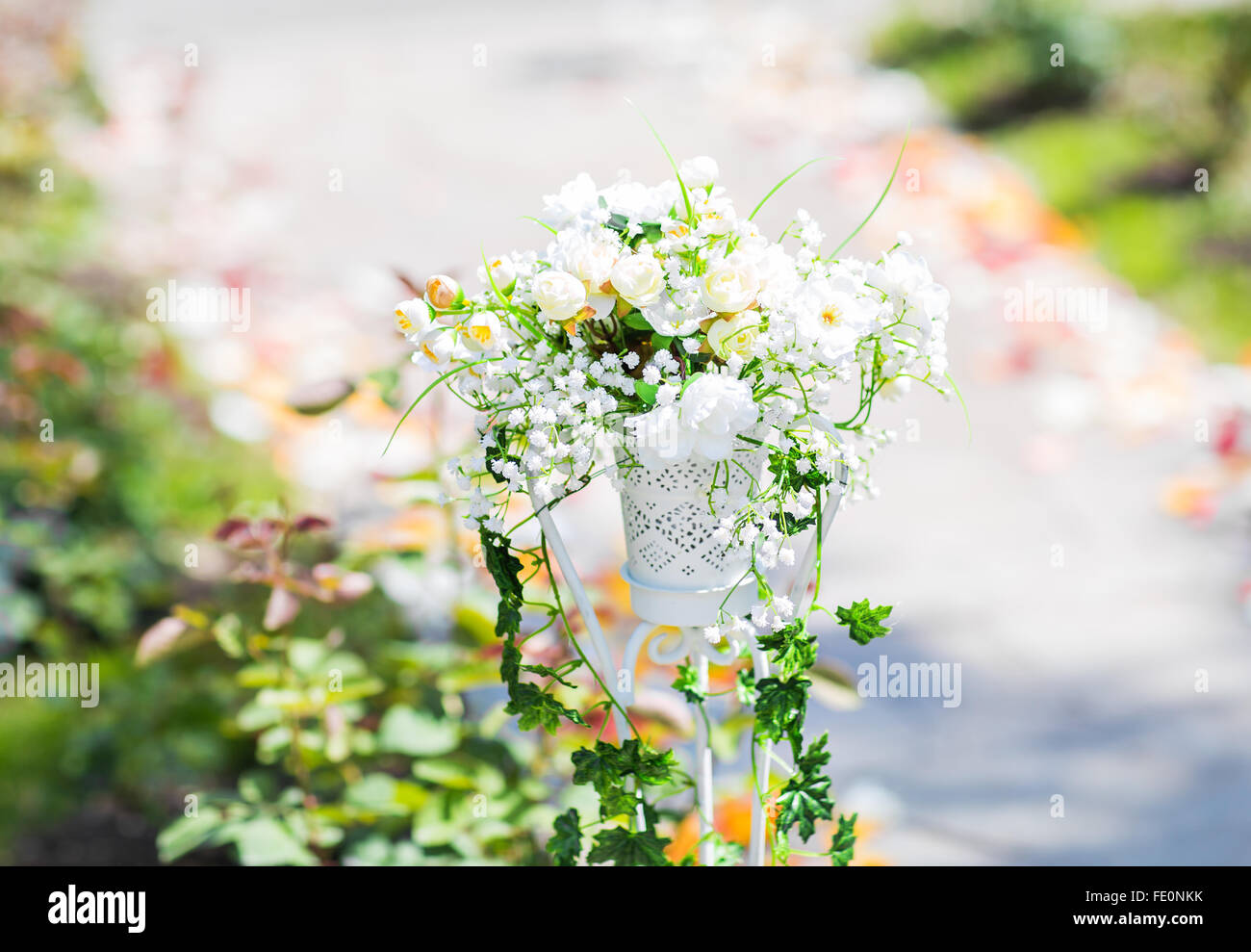 Nahaufnahme von schön dekorierten Hochzeit Stockfoto