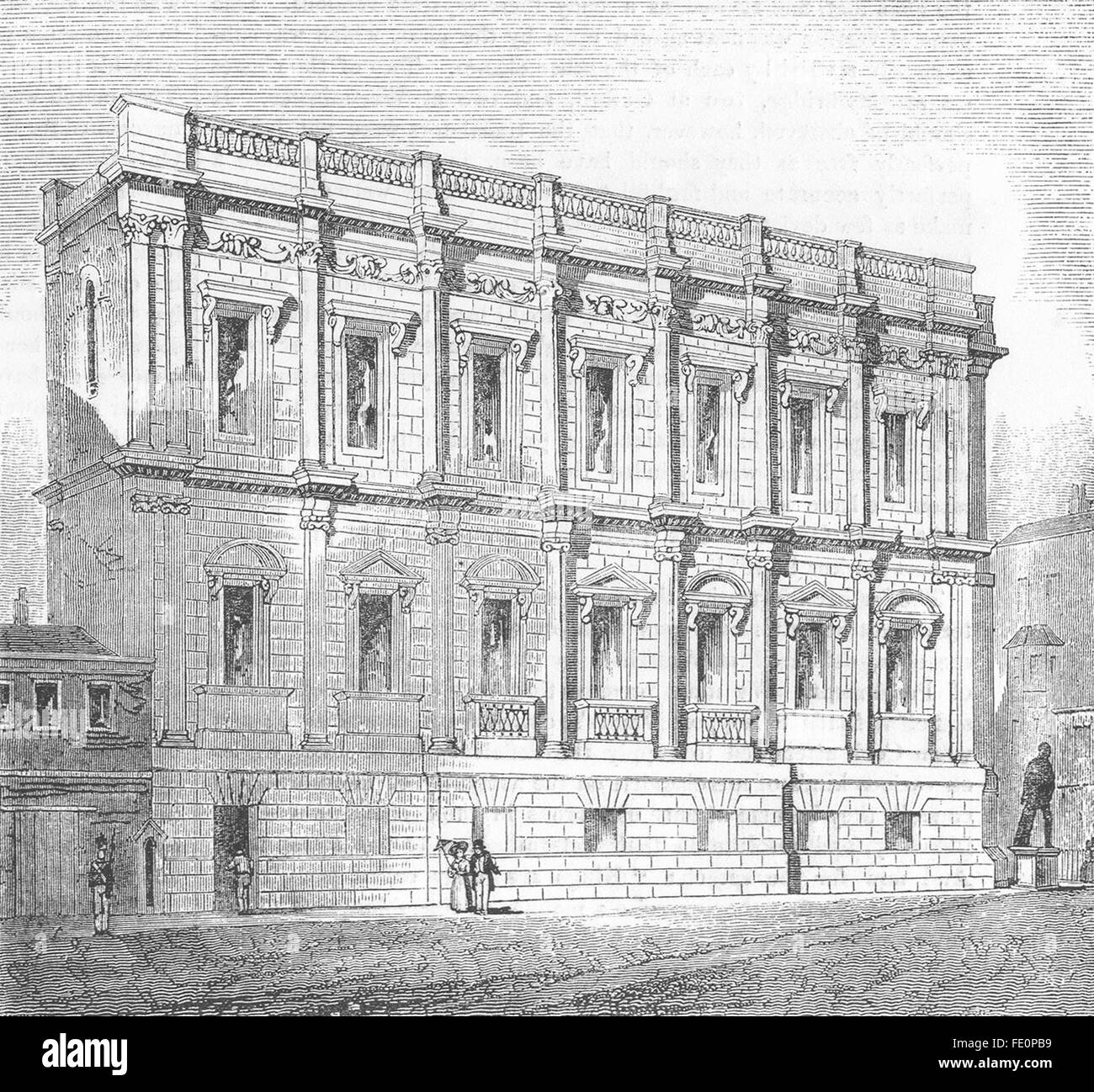LONDON: Osten Bankett-Raum, Whitehall, antique print 1845 Stockfoto