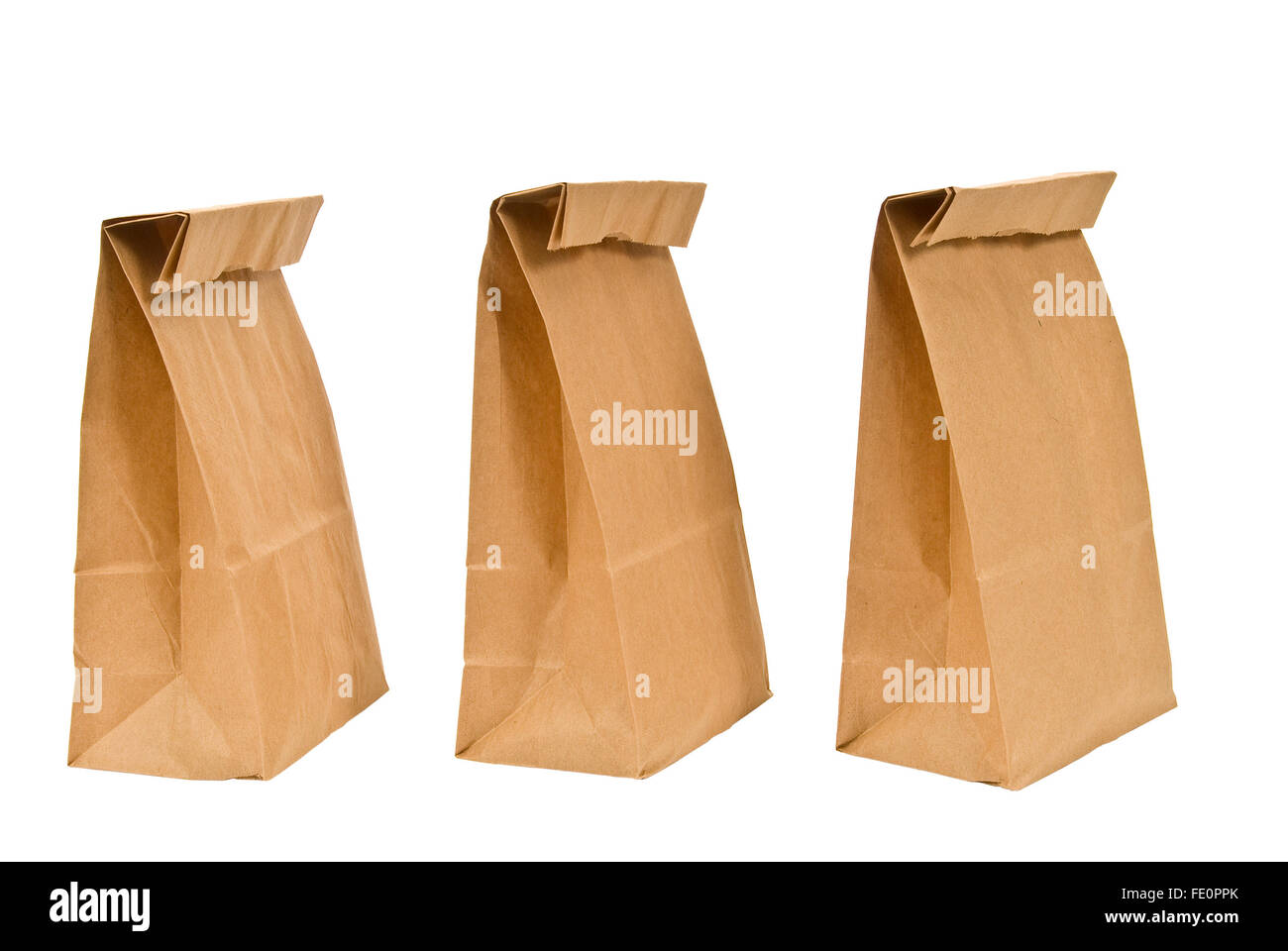 Drei Paper Bag Lunches Stockfoto