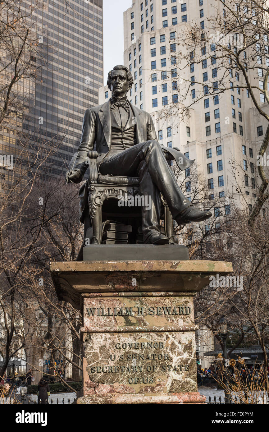 Statue des William H Seward im Madison Square Park, Manhattan Stockfoto