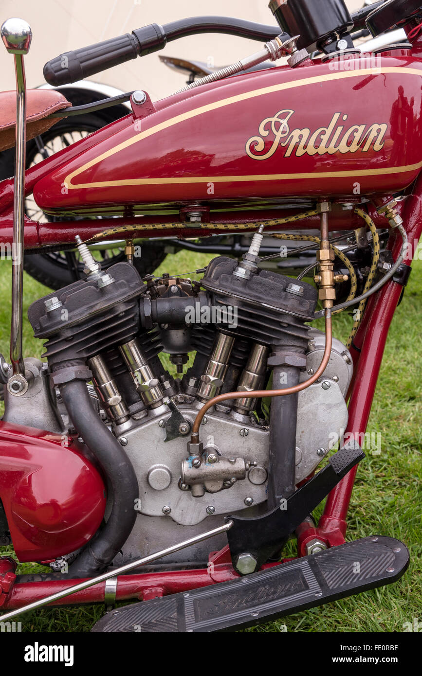 Detail des Vintage-Motorrads „Indian“ Stockfoto