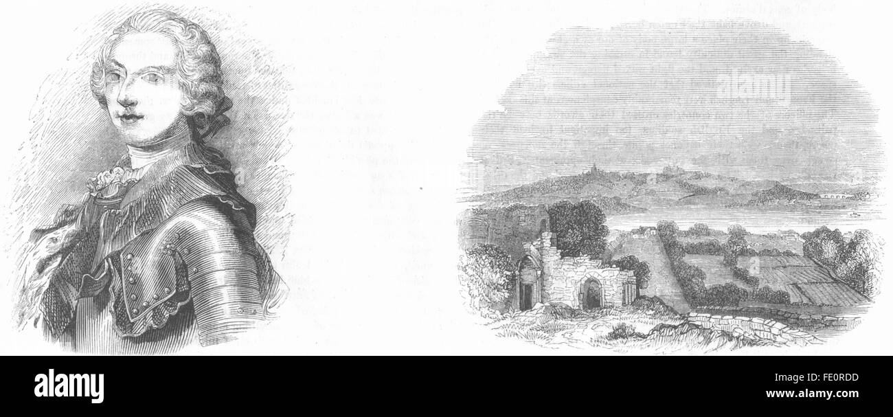 CHARLES EDWARD STUART: Forth Cambuskenneth; Stirling, antiken print 1845 Stockfoto