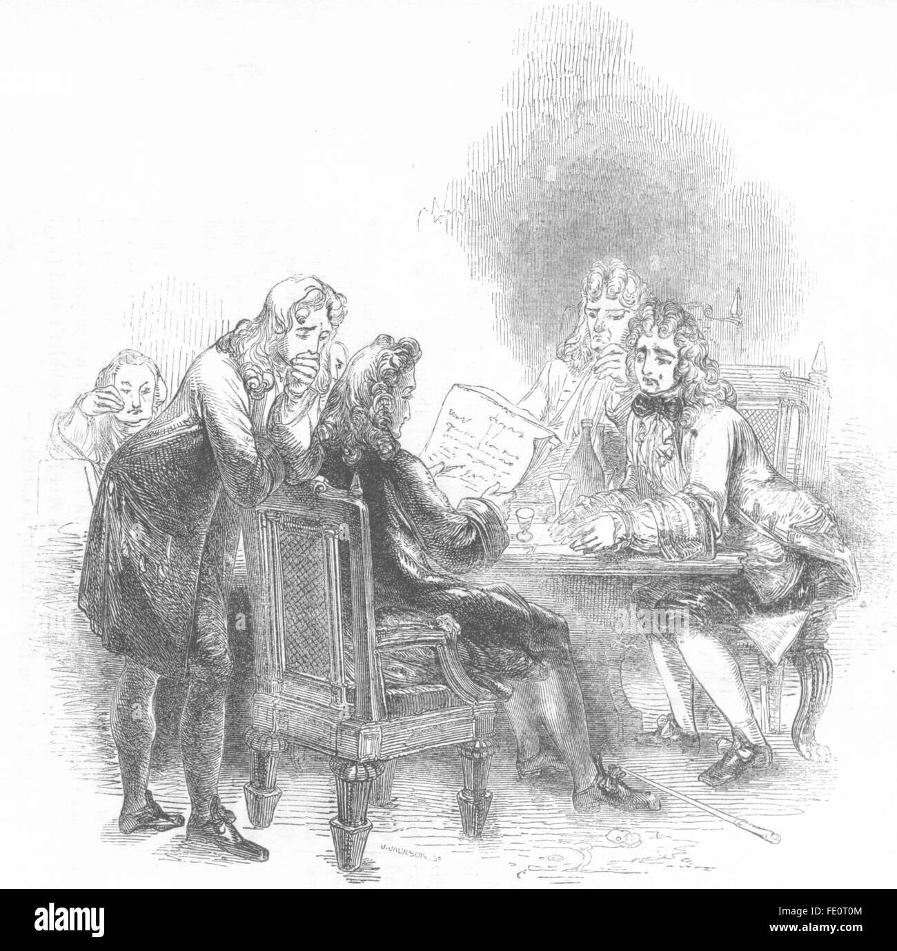 Gesellschaft: Roger de Coverley Tod angekündigt, antique print 1845 Stockfoto