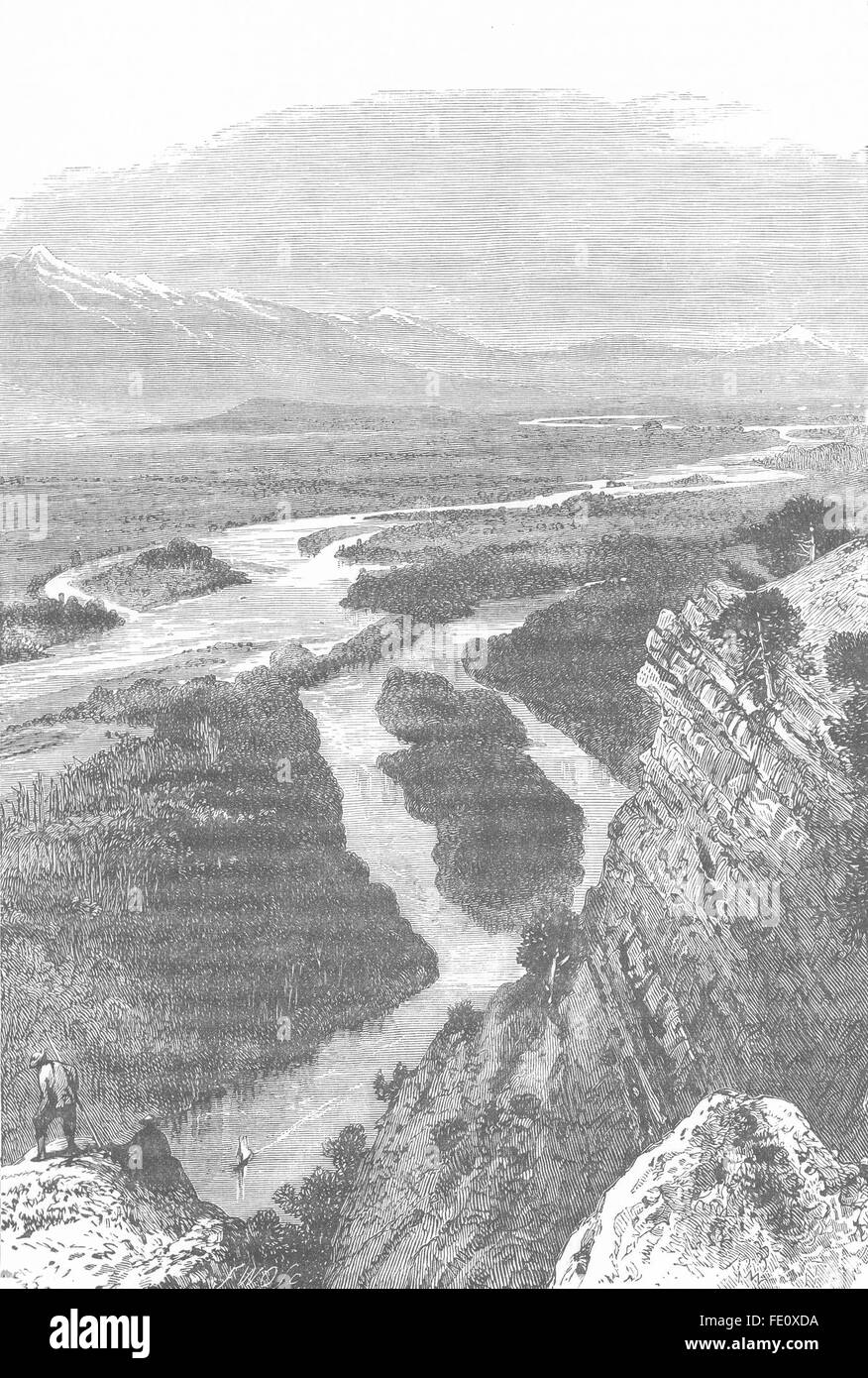 USA: Szene auf dem Yellowstone River. Montana Wyoming Dakota, alten Drucken 1893 Stockfoto