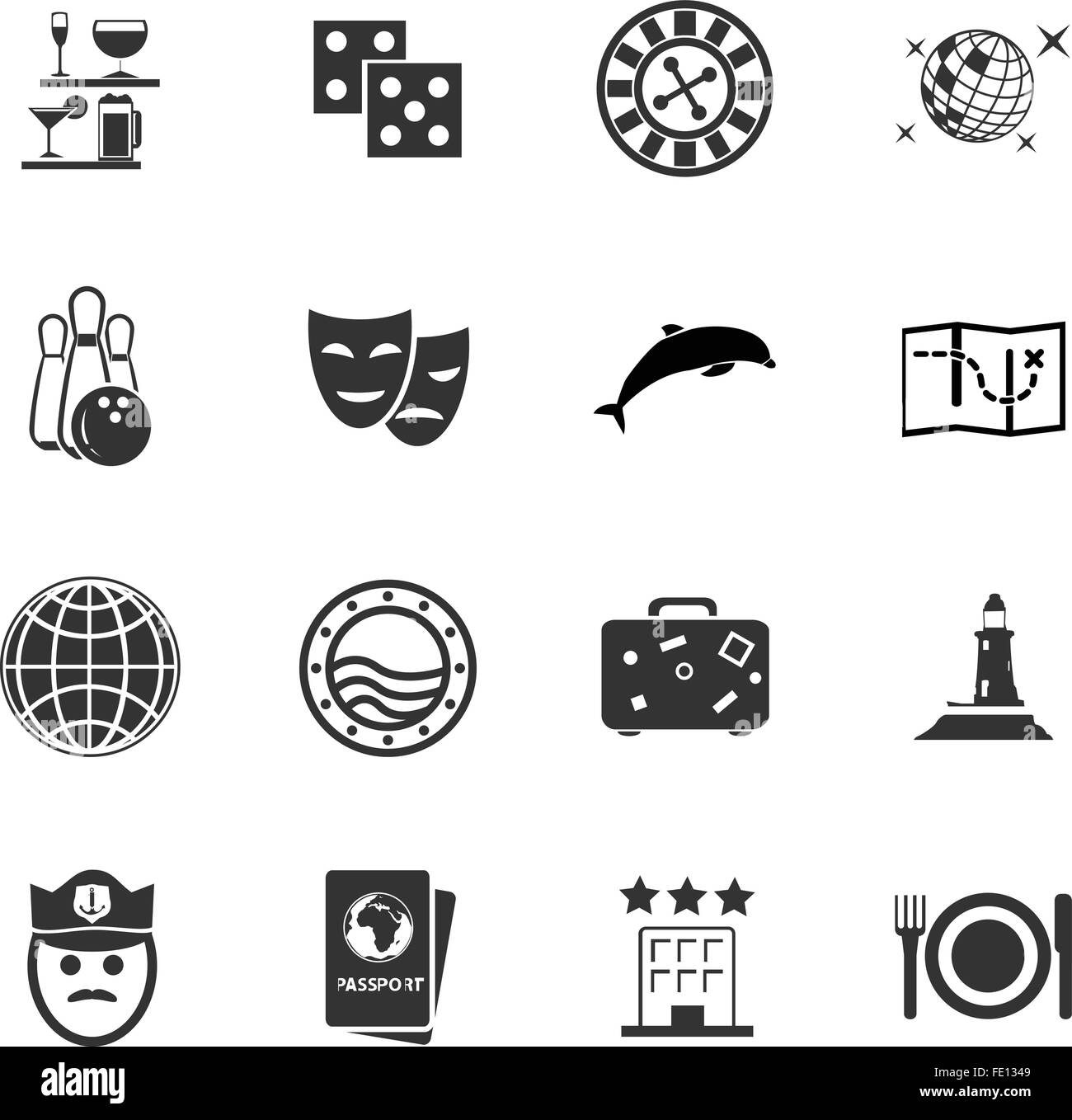 Kreuzfahrt Icons set Stock Vektor