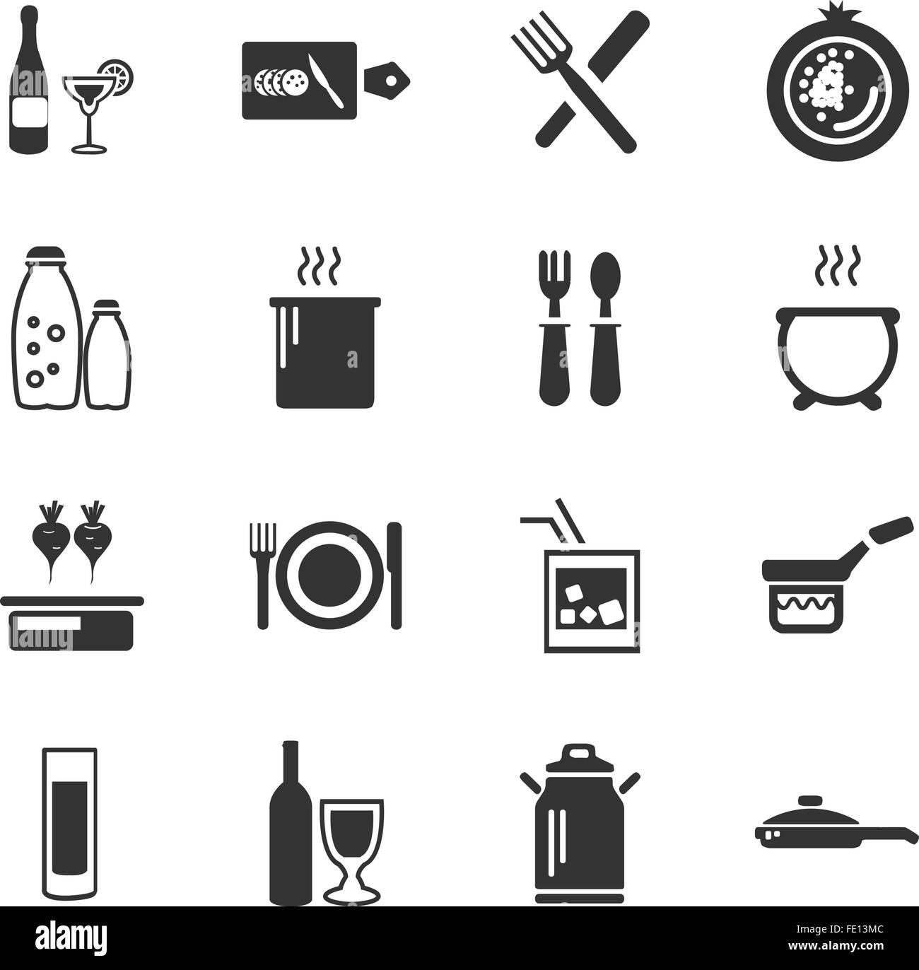 Essen und die Küche Icons set Stock Vektor