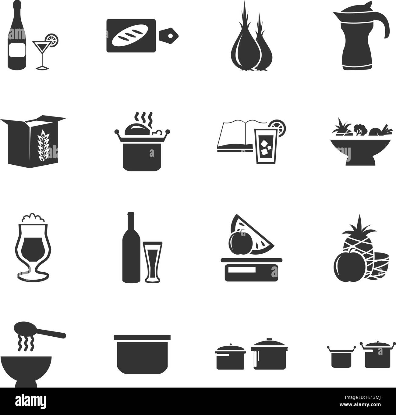 Essen und die Küche Icons set Stock Vektor