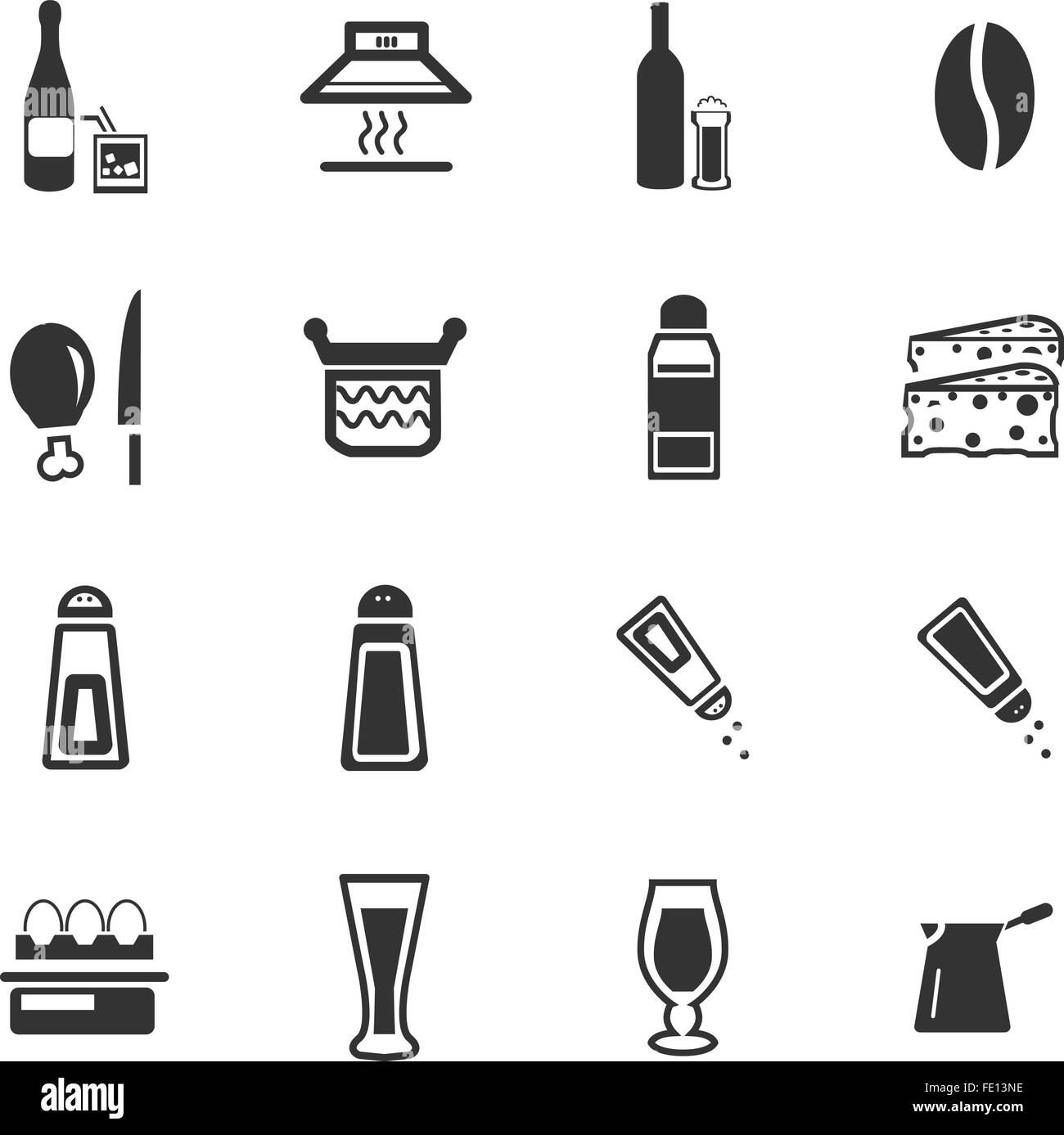 Essen und die Küche Icons set Stock Vektor