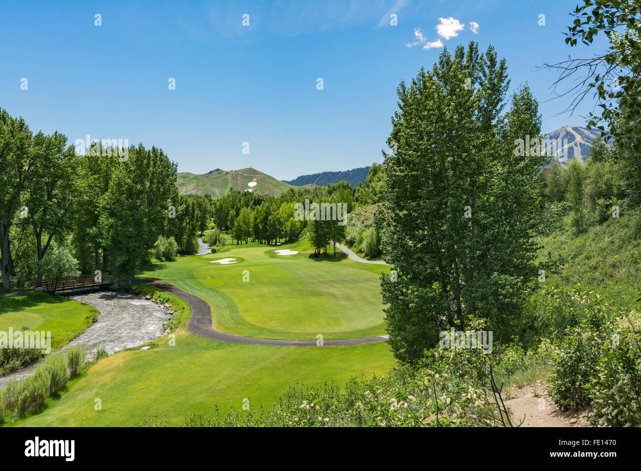 Idaho, Sun Valley Golf Course, Sommer Trail Creek Stockfoto