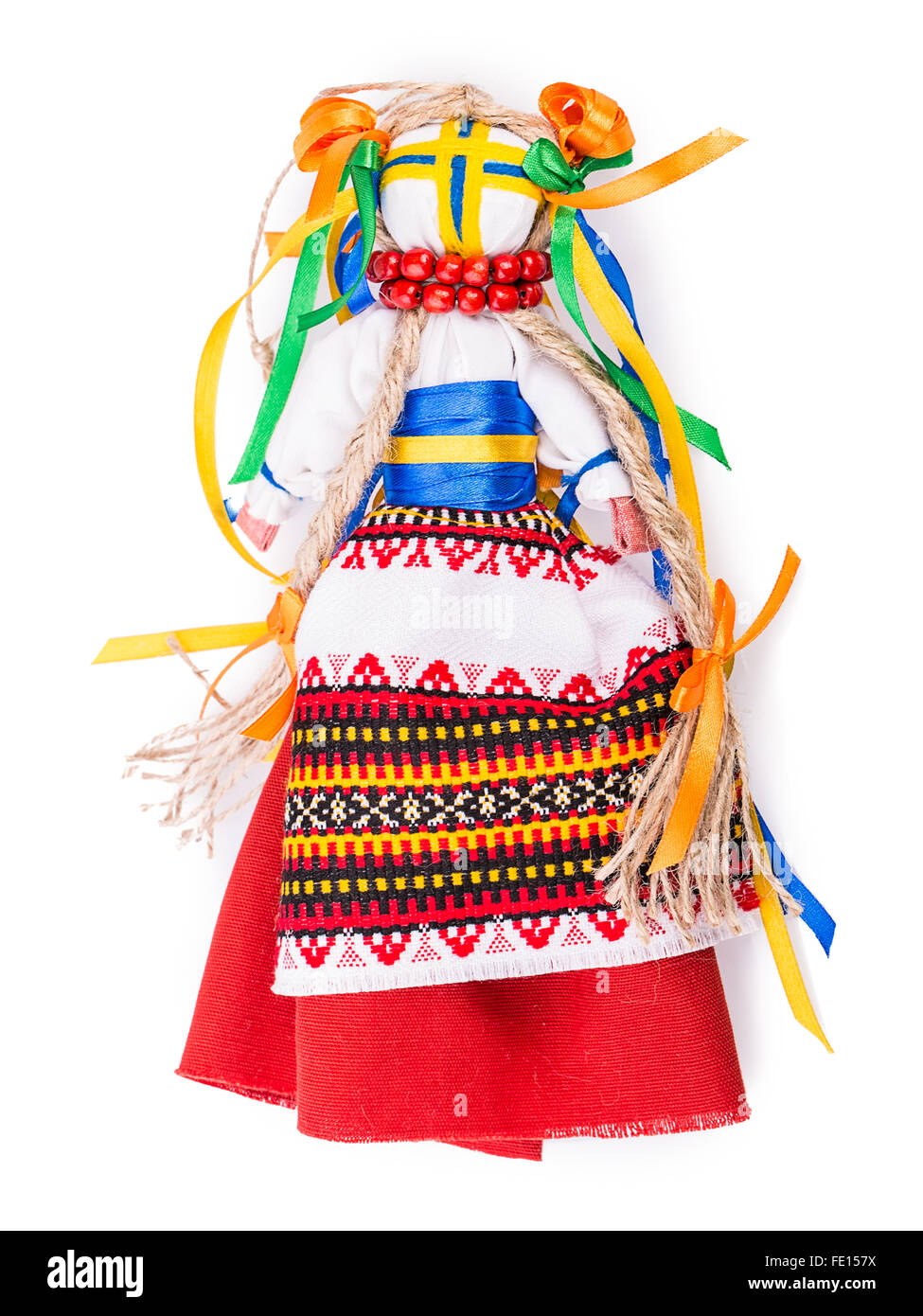 Ukrainische traditionelle Puppe isoliert auf weißem Hintergrund Stockfoto